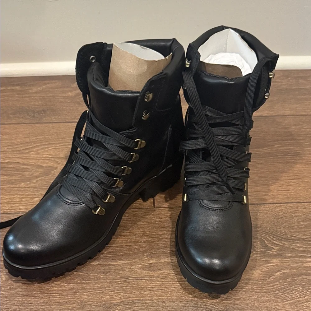 Steve Madden Black Women's Lace-Up Boots - Picture 1 of 3
